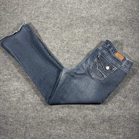 Do Denim Denim - DO Denim Bootcut Jeans Womens 14 Dark Blue Thick Stitch Flap Pocket Y2K Style